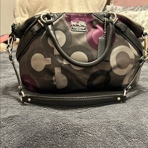 Coach Black and Purple Signature Shoulder Bag